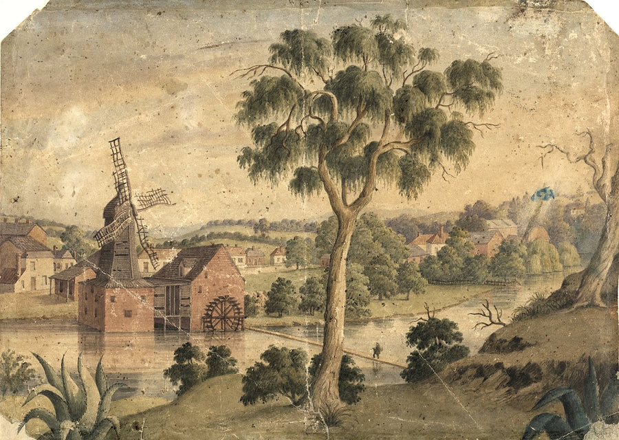 Howell's wind and water mill on the Parramatta River — illustration, from Parramatta, 1850s