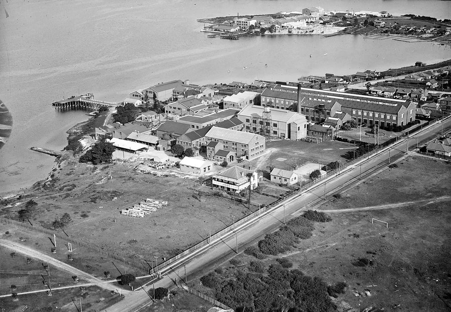 B.A.L.M. paints works on the Parramatta River at Cabarita — photograph, from Cabarita, after 1935