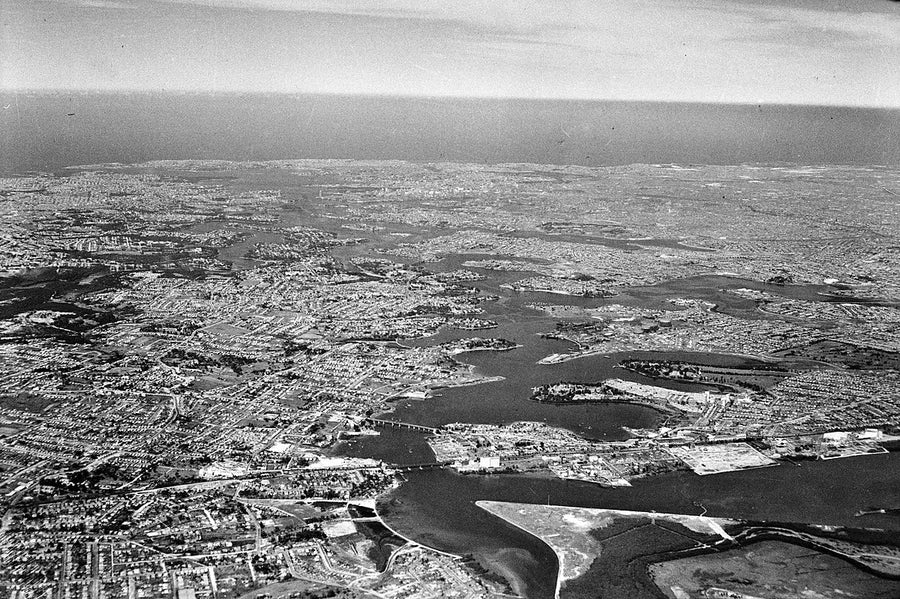 Parramatta River and the western suburbs from the air — photograph, from Sydney, 1949