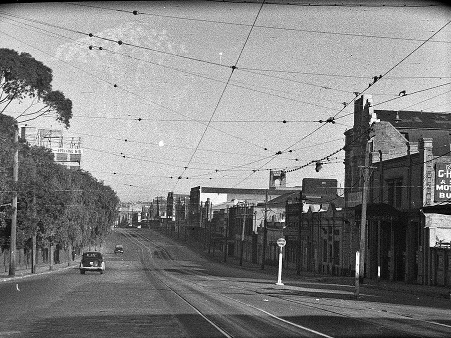Parramatta Road at Camperdown — photograph, from Parramatta Road, 1946