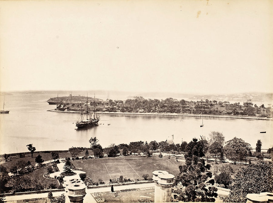Harbour and gardens from Government House, Sydney — photograph, from Government House, c. 1879