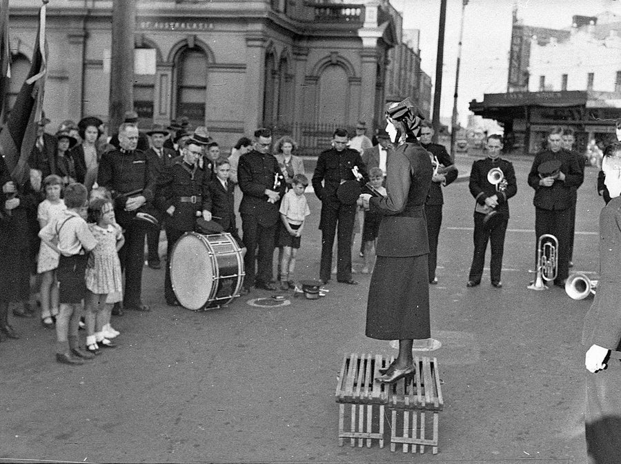 Salvation Army street meeting, Newtown — photograph, from Newtown, 1942