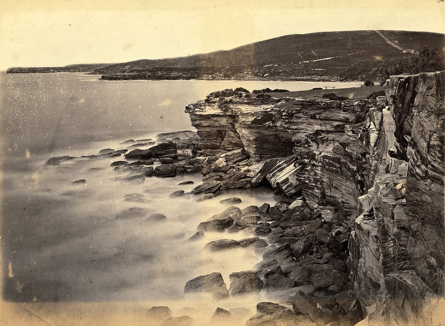 Coogee Bay from the sandstone cliffs — photograph, from Coogee Bay, 1874