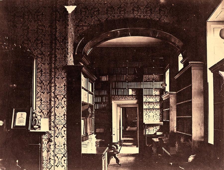 Interior of the Parliamentary Library, Parliament House, Sydney — photograph, from Parliament of New South Wales, 1871
