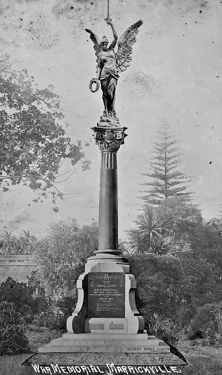Marrickville War Memorial, "Winged Victory" by Gilbert Doble — photograph, from Marrickville, after 1919