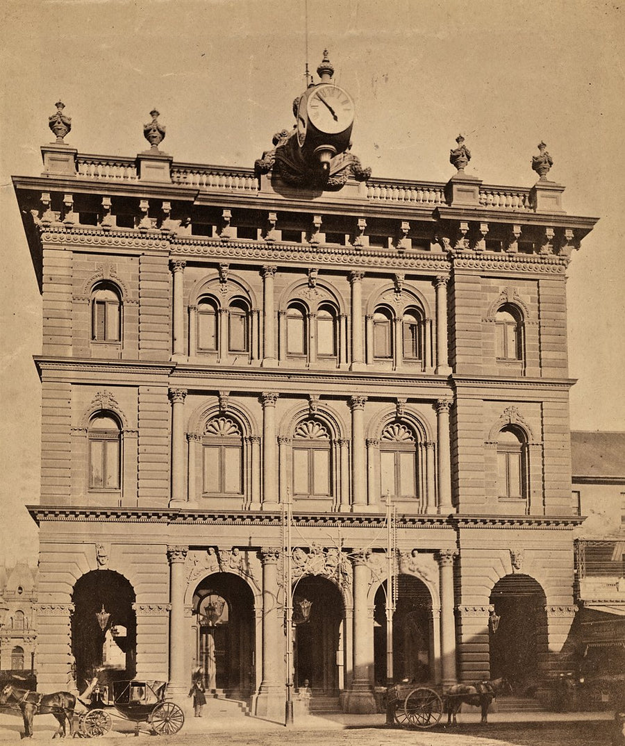 General Post Office, Sydney, with the projecting three-faced clock — photograph, from Sydney General Post Office, c. 1878