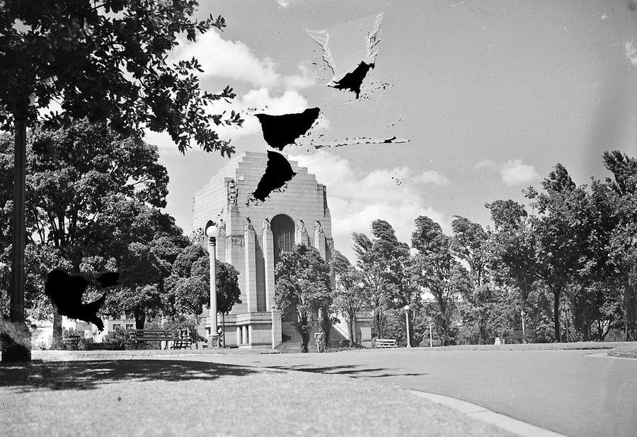Anzac Memorial seen across Hyde Park, Sydney — photograph, from Anzac Memorial, 1949