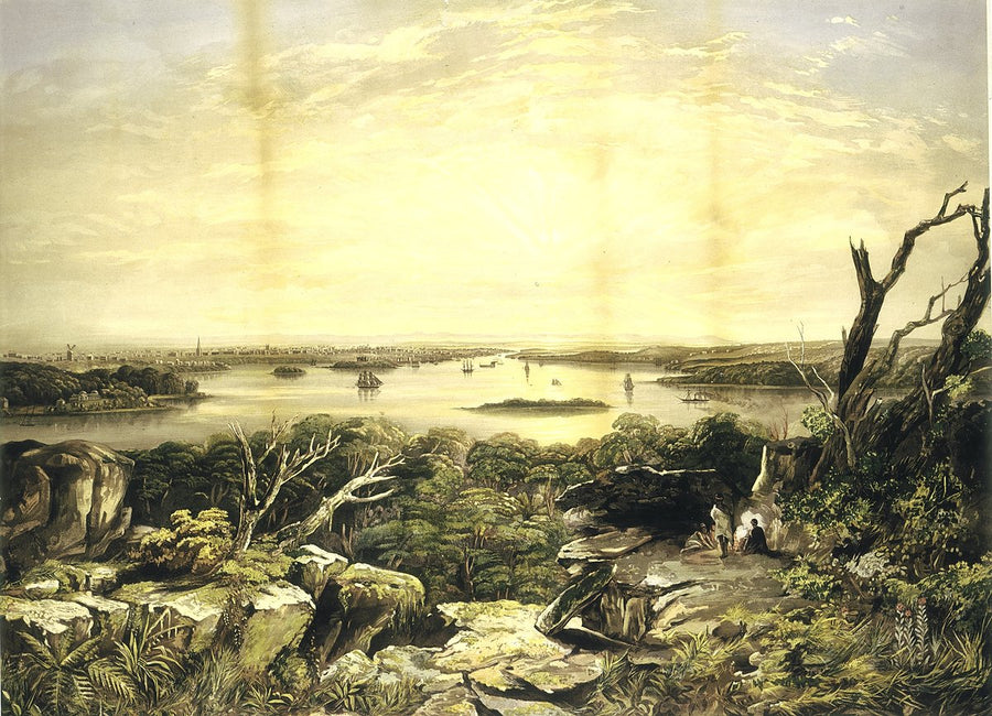 Sydney and its harbour from the height above Vaucluse — illustration, from Vaucluse, 1860