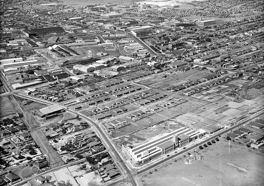 Factories and housing from the air, Sydney — photograph, 1940s