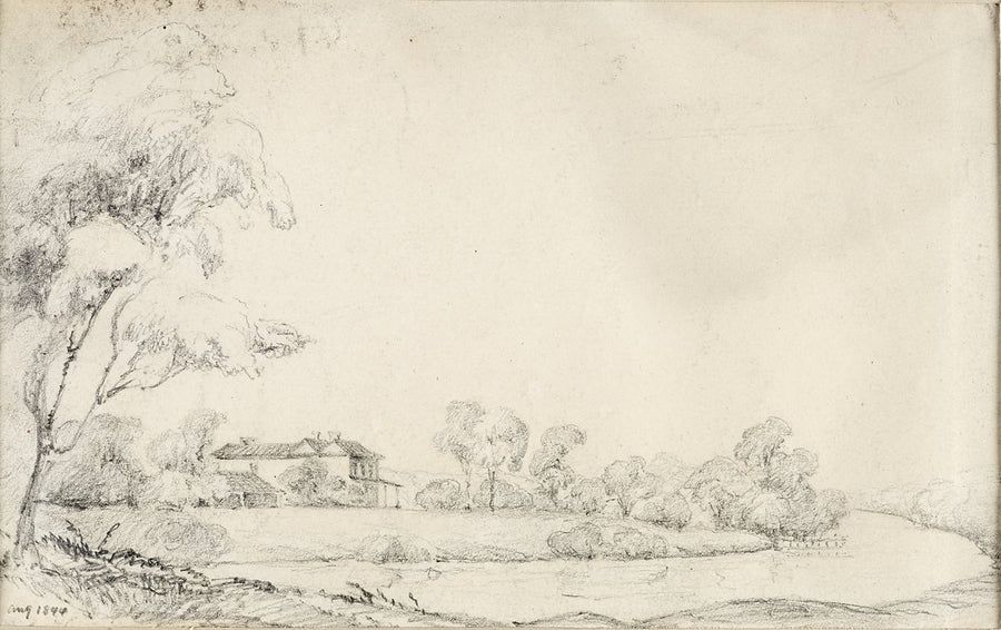 Newington estate near the river, sketched August 1844 — illustration, from Silverwater