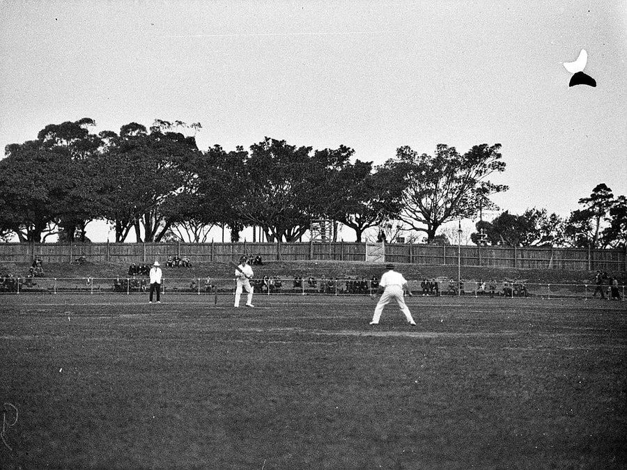Cricket match at North Sydney Oval — photograph, from North Sydney Oval, c. 1930s