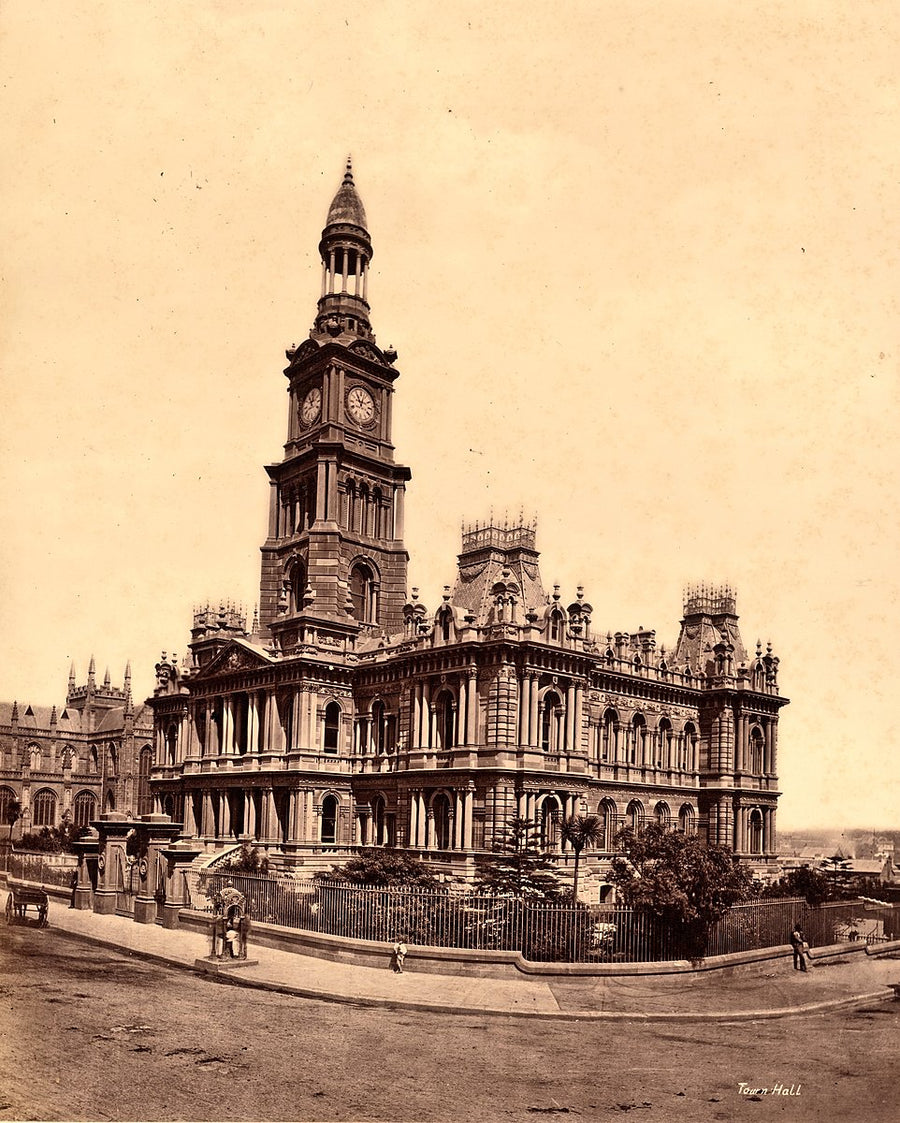 Sydney Town Hall with completed clock tower, before Centennial Hall — photograph, from Sydney Town Hall, c. 1875–83