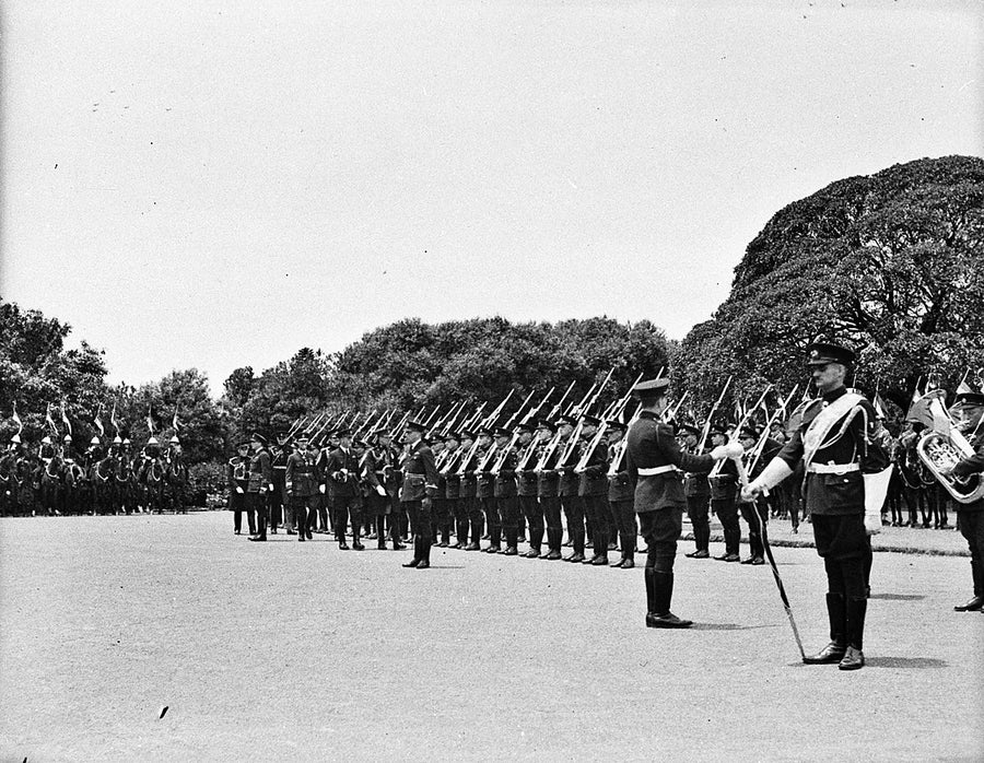 Guard of honour inspected during the Duke of Gloucester's 1934 Sydney visit — photograph, from Sydney
