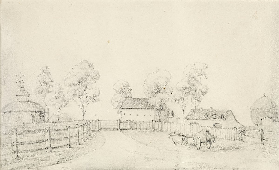 Governor's Bath House and outbuildings, Government House Parramatta — illustration, from Parramatta Park, 1844