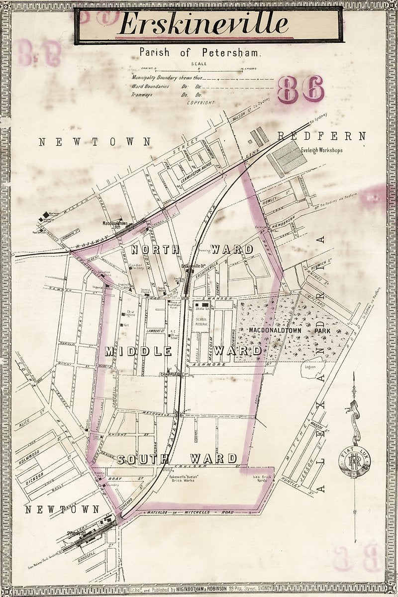 Erskineville ward map, Parish of Petersham — map, from Erskineville, 1888