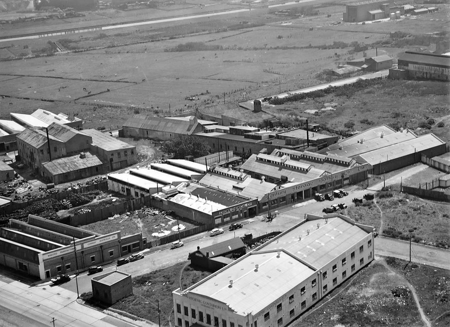Century Storage Battery Co. and neighbouring factories off Botany Road, Beaconsfield — photograph, from Beaconsfield, 1930s