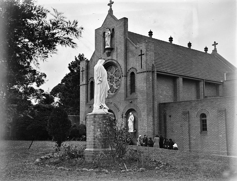 Carmelite Convent chapel and Marian statue, Marrickville — photograph, from Marrickville, c. 1930–34
