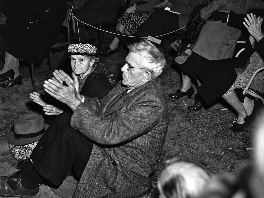 Applauding at the North Sydney Music Shell — photograph, from St Leonards Park, 1948