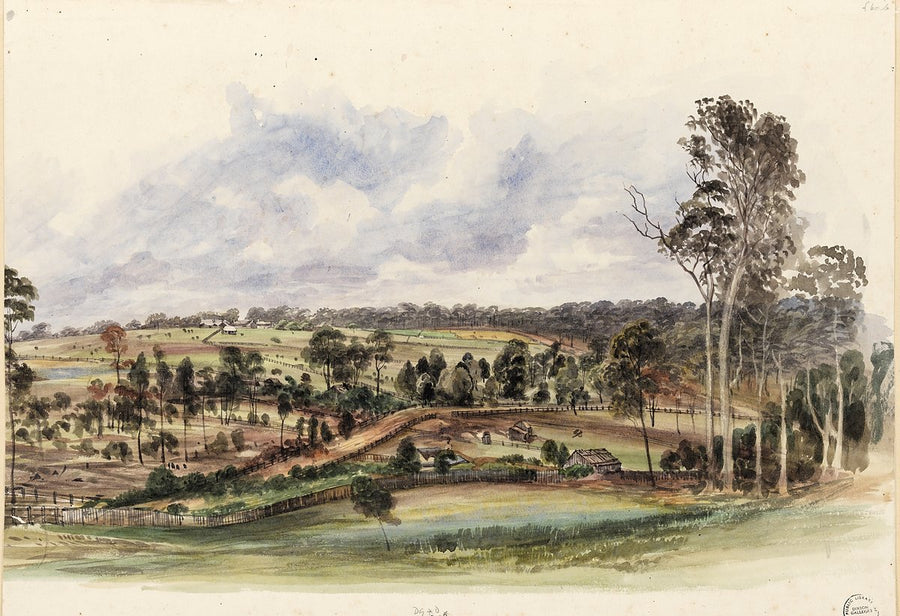 Rural scene, verso of Thompson's Bridge, Cooks River — illustration, from Campsie, 1862