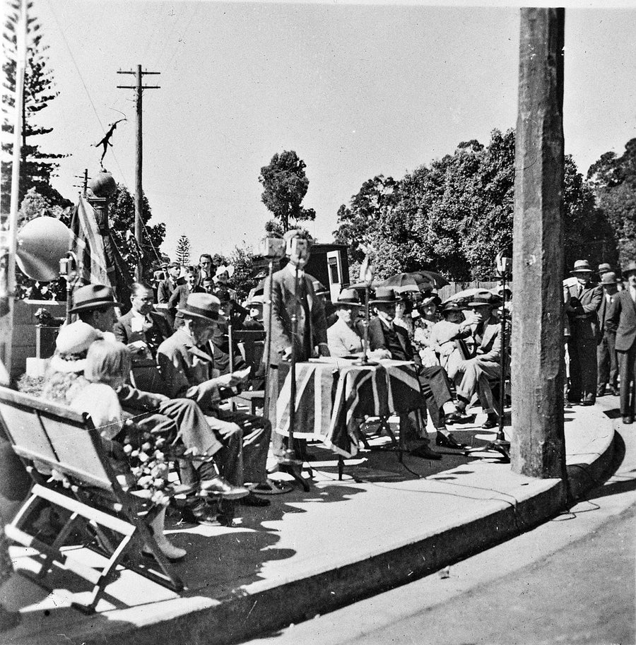 Wahroonga memorial ceremony, Hood Collection negative — photograph, from Wahroonga, 1934–40