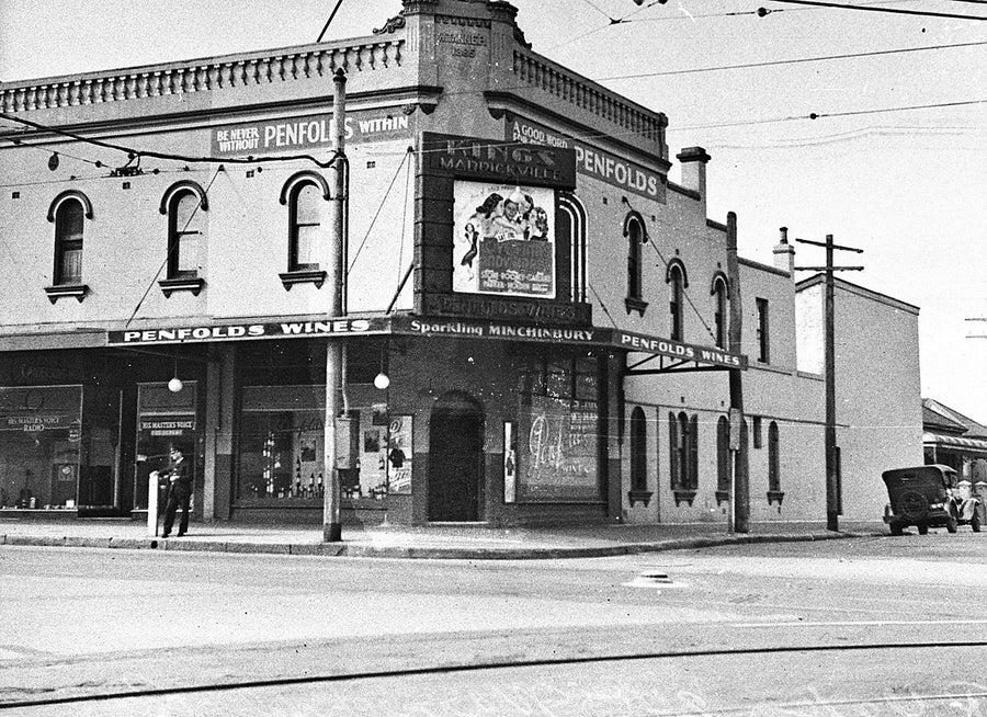 Penfolds Wines saloon on a Marrickville corner — photograph, from Marrickville, 1939
