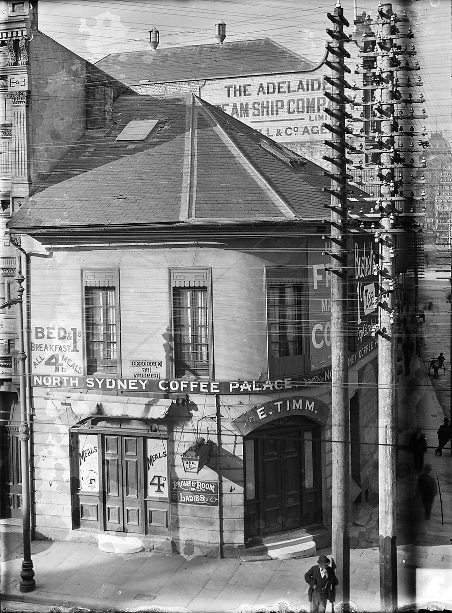 E. Timm's North Sydney Coffee Palace, George Street — photograph, from George Street, c. 1890–1905