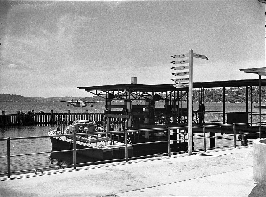 Qantas Empire Airways flying boat base, Rose Bay — photograph, from Rose Bay, 1950