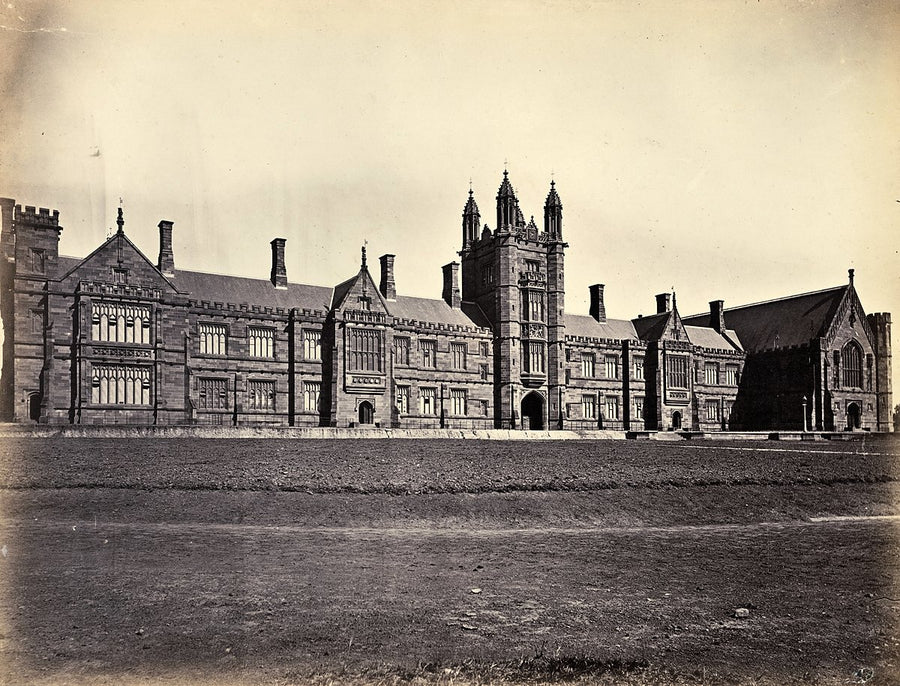 University of Sydney Main Building and Great Hall — photograph, from Camperdown, after 1874