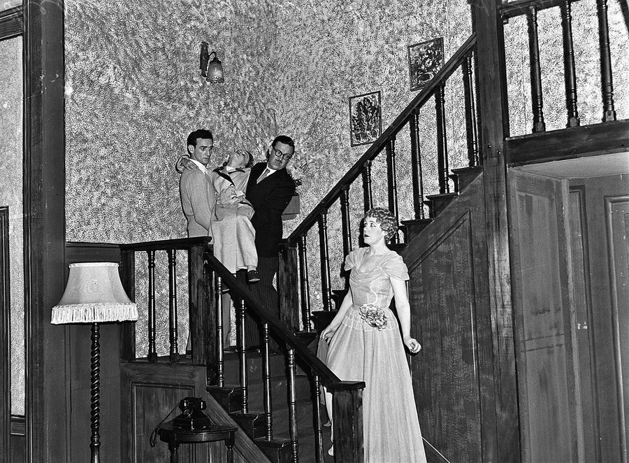 Staircase scene from a Sydney stage production — photograph, from Sydney, 1949