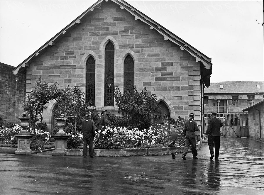 Chapel and garden, Parramatta Gaol — photograph, from Parramatta Gaol, 1950