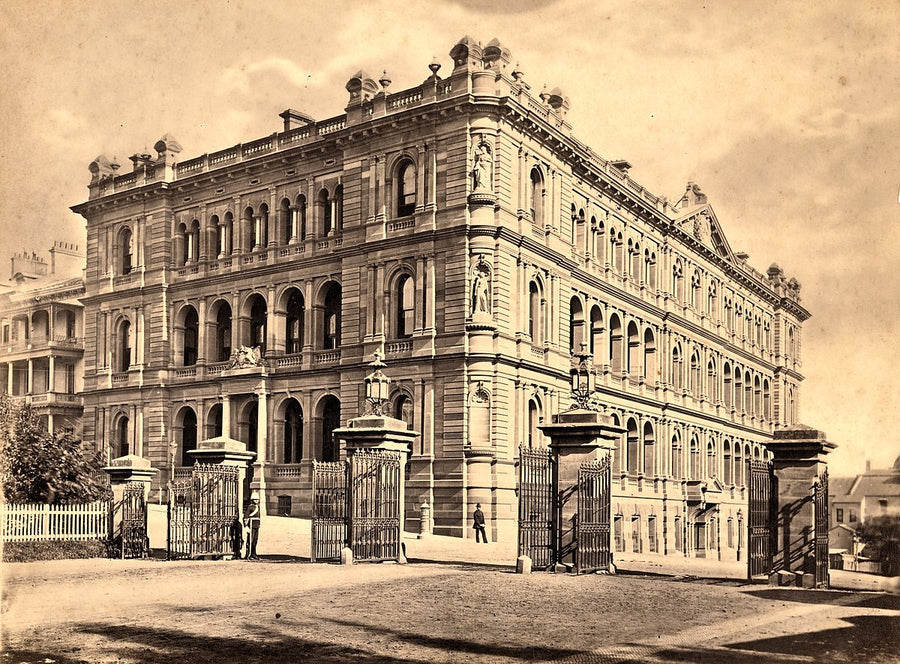 Colonial Secretary's Office at Macquarie and Bridge Streets, Sydney — photograph, from Chief Secretary's Building, c. 1879–80