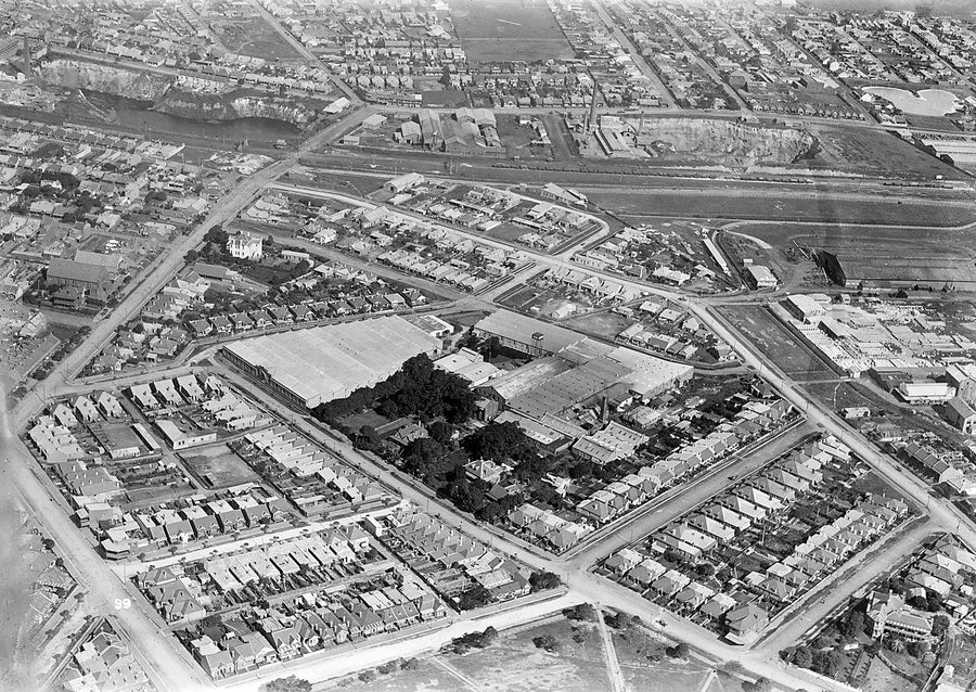 Milton Kent aerial over a Sydney factory district — photograph, c. 1937