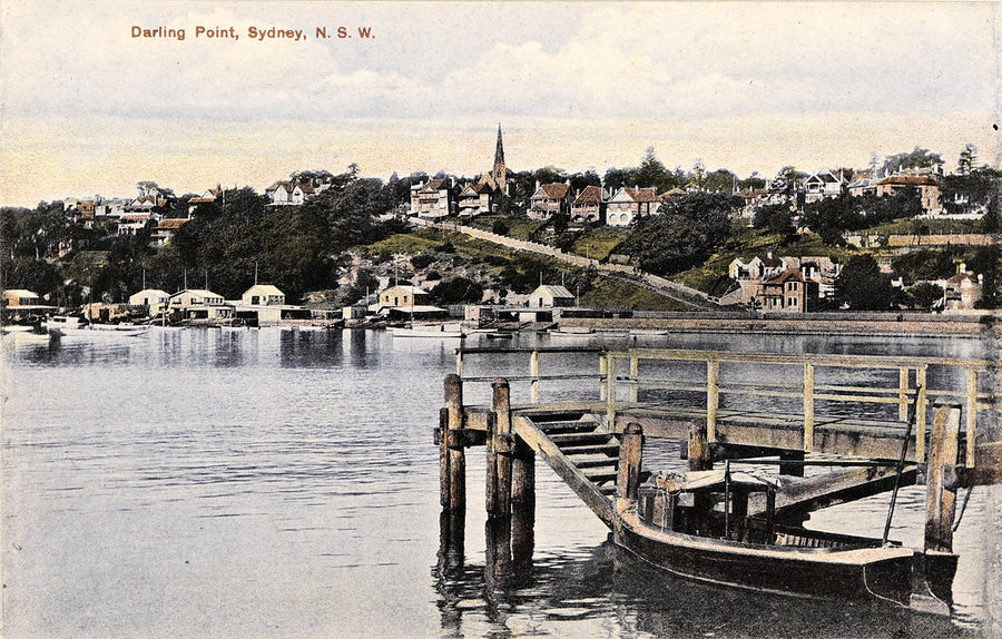 Darling Point waterfront with St Mark's spire — photograph, from Darling Point, c. 1910–20