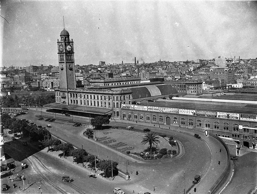 Central Railway Station from the Marcus Clark Building — photograph, from Central Station, c. 1930s