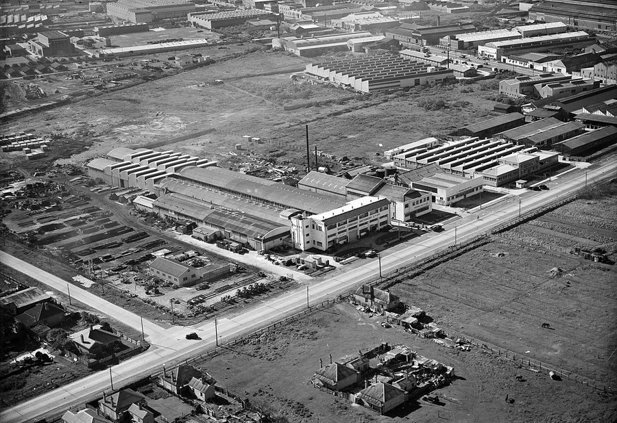 Waterloo factory district from the air — photograph, from Waterloo, 1930–50