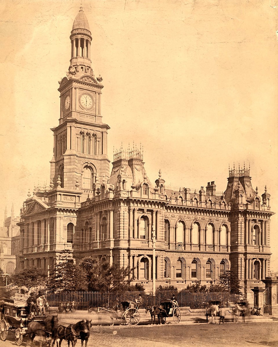 Sydney Town Hall with completed clock tower — photograph, from Sydney Town Hall, c. 1875–83