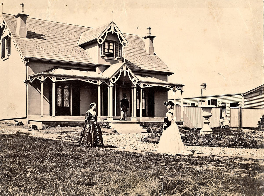 Eugene Dominique Nicolle's cottage, Railway Terrace, Burwood — photograph, from Burwood, c. 1870–78