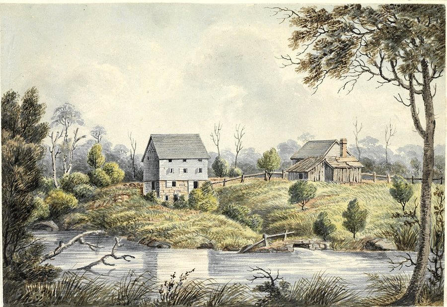 Marsden's Mill near Parramatta — illustration, from Cumberland Hospital (West Campus), 1820