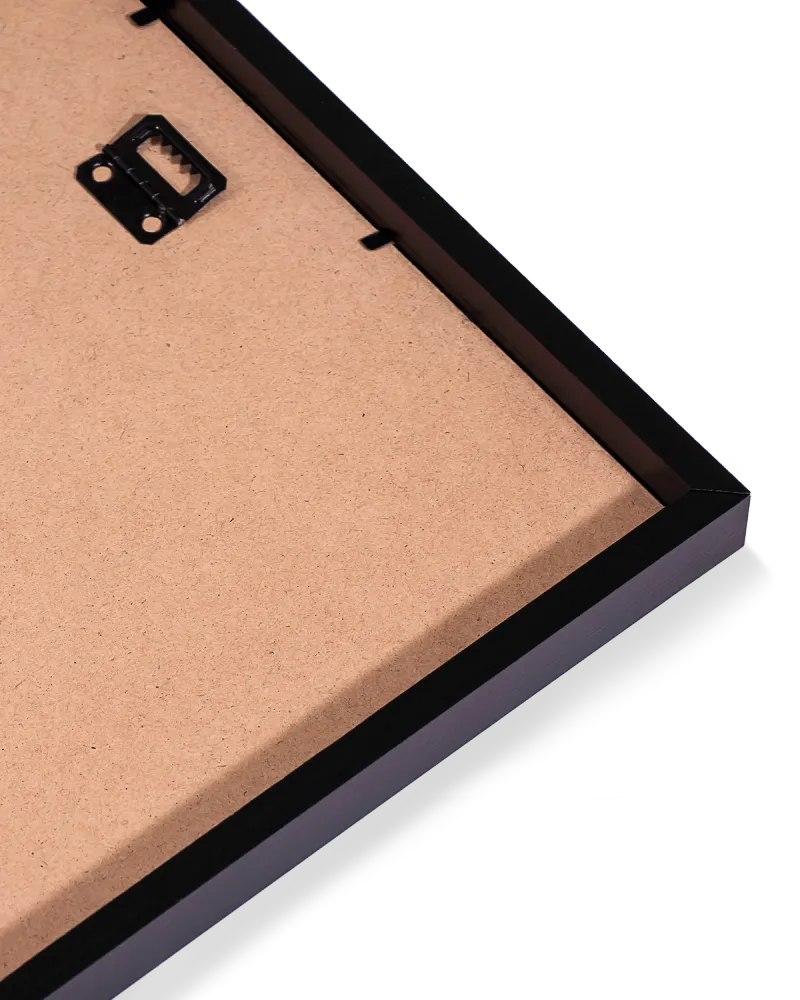 Black wood frame — back and hardware