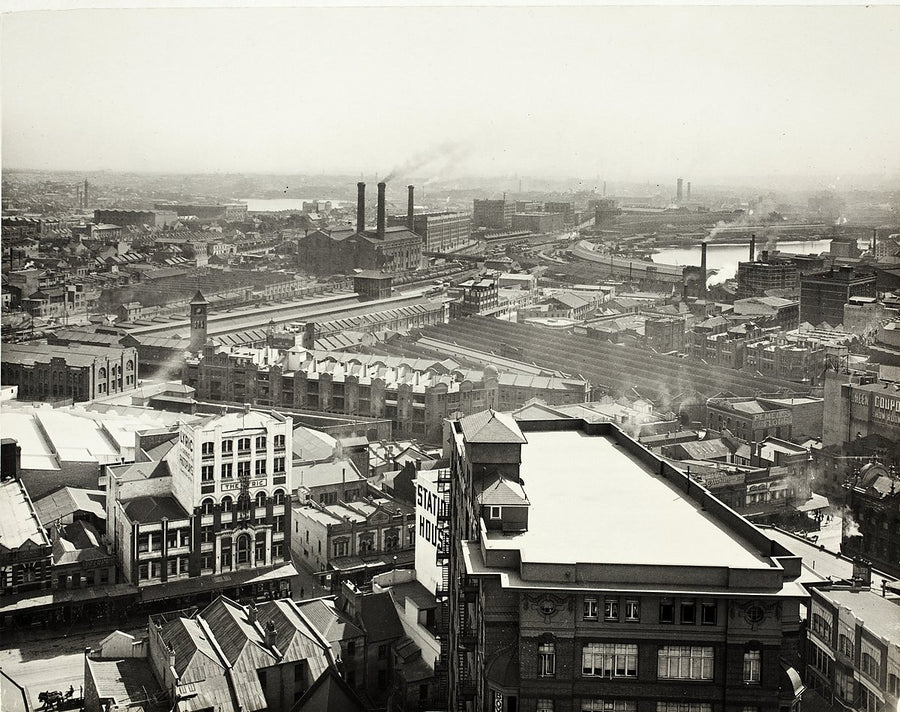 Sydney's Central Station railway yards, looking toward Darling Harbour — photograph, from Randle Street, circa 1871