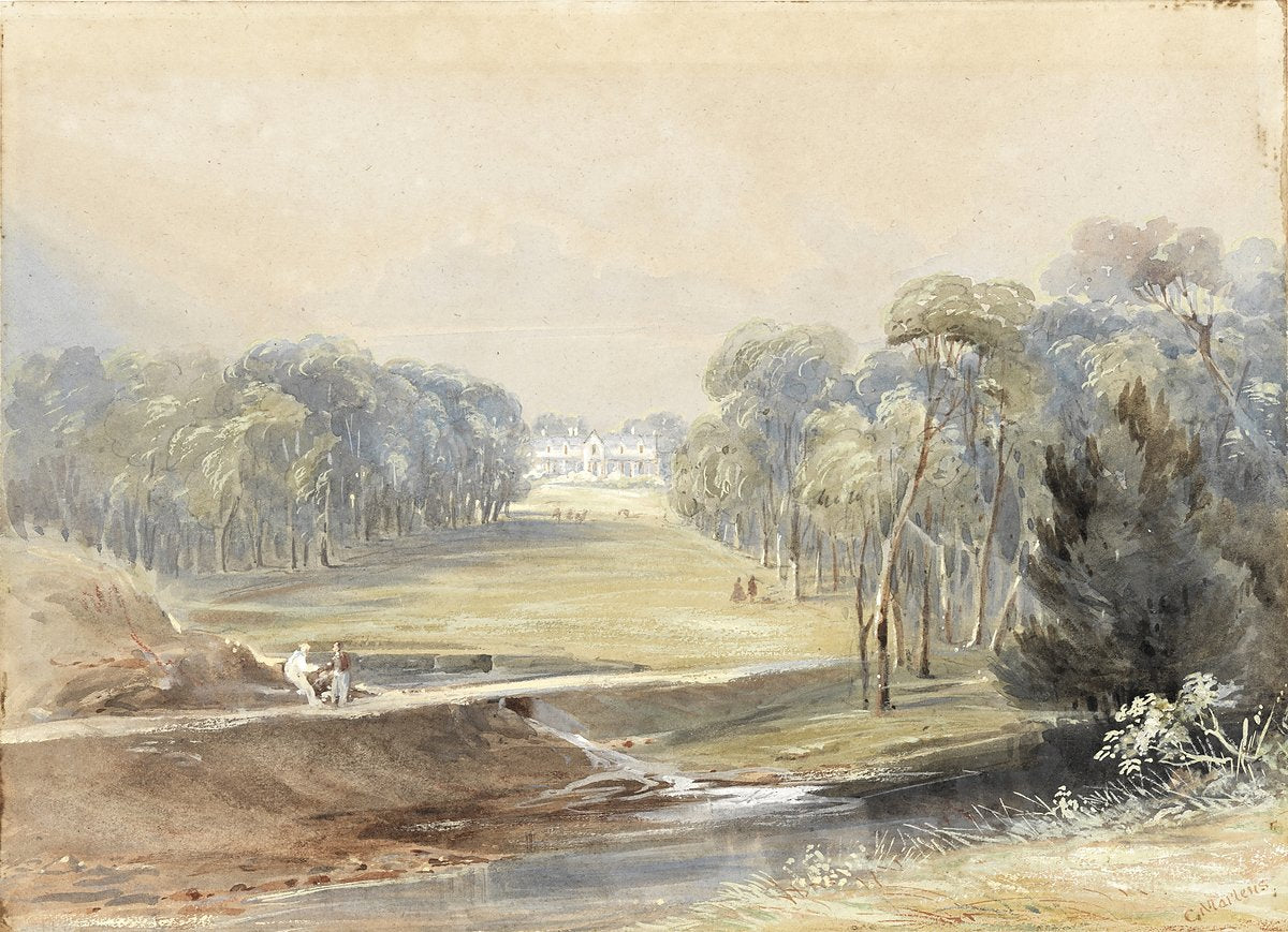 Canterbury House, Ashfield: garden vista — illustration, from Ashfield, c. 1860