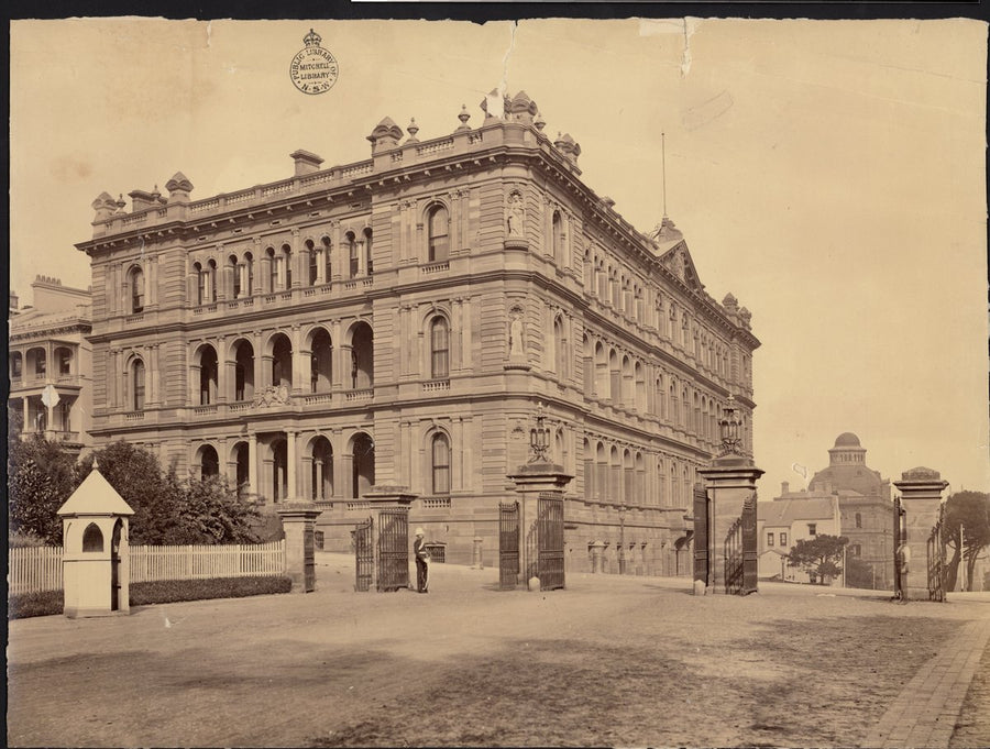 Colonial Secretary's Office, corner of Macquarie and Bridge Streets, Sydney — photograph, from Chief Secretary's Building (formerly Colonial Secretary's Office), Macquarie and Bridge Streets, Sydney, circa 1880