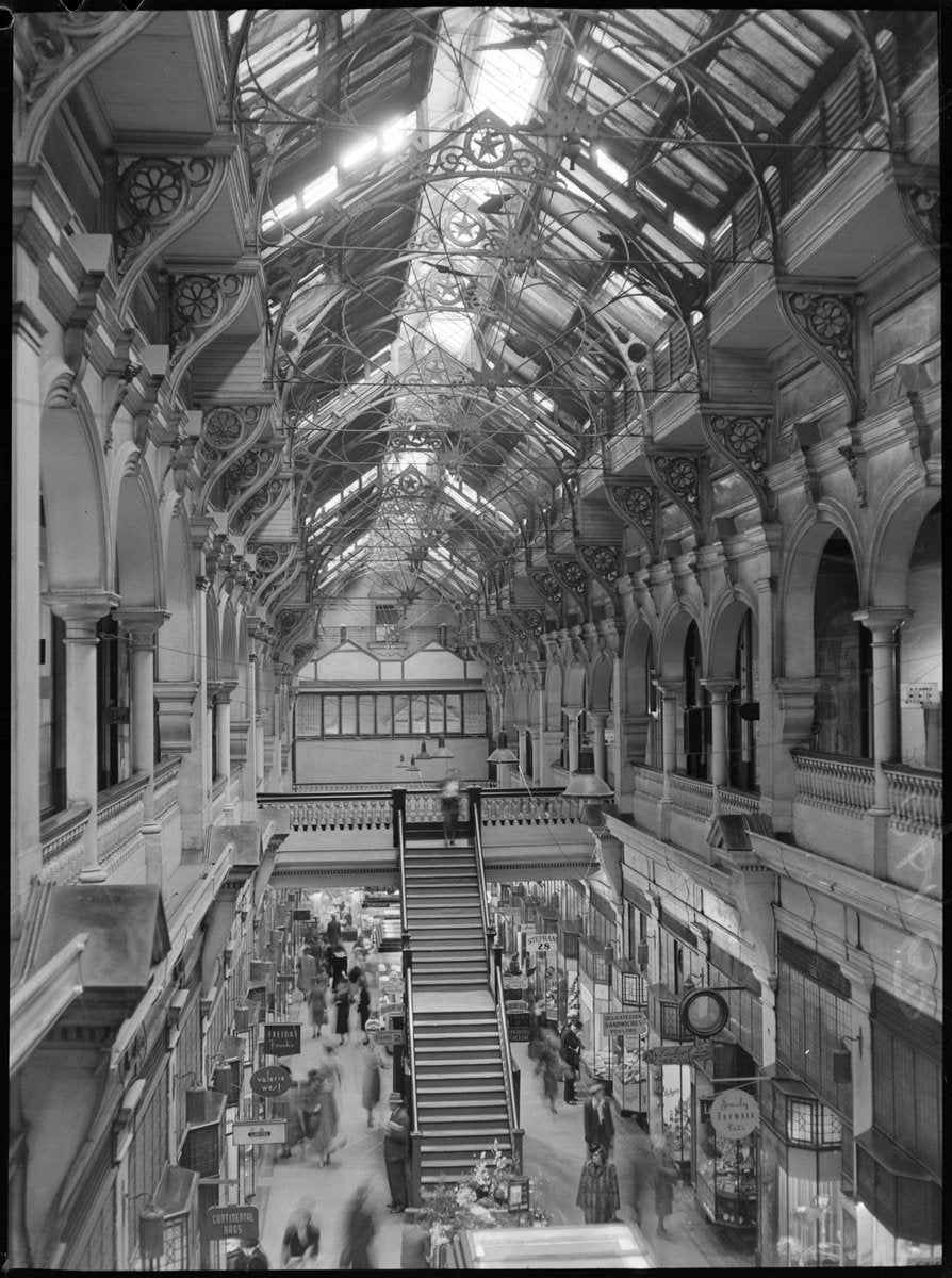 Strand Arcade galleries from an upper level, Sydney, 1950 — photograph, from Strand Arcade, Sydney, circa 1950