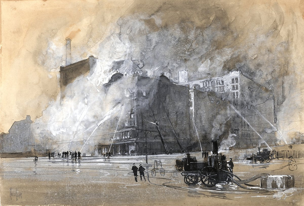 Anthony Hordern & Sons Palace Emporium fire, George Street, 1901 — illustration, from George Street, circa 1901