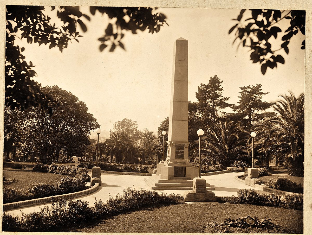 Soldiers memorial obelisk, Ashfield Park — photograph, from Ashfield Park, circa 1921