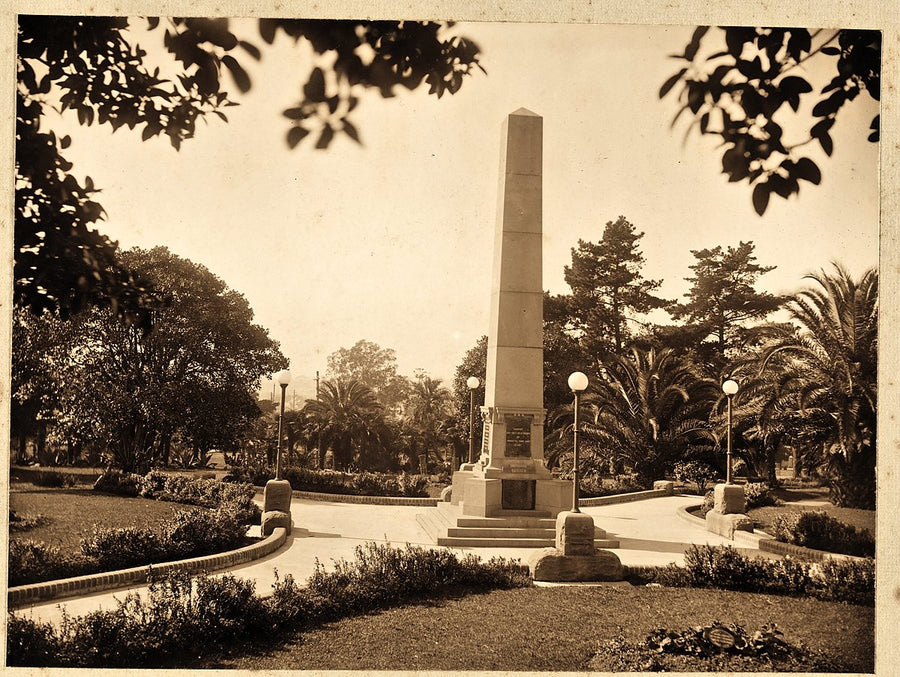 Soldiers memorial obelisk, Ashfield Park — photograph, from Ashfield Park, circa 1921