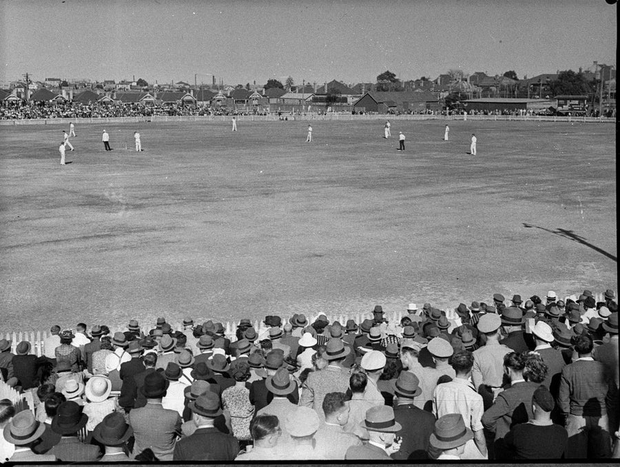 Record crowd at cricket, Marrickville Oval — photograph, from Marrickville Oval, Marrickville, circa 1944