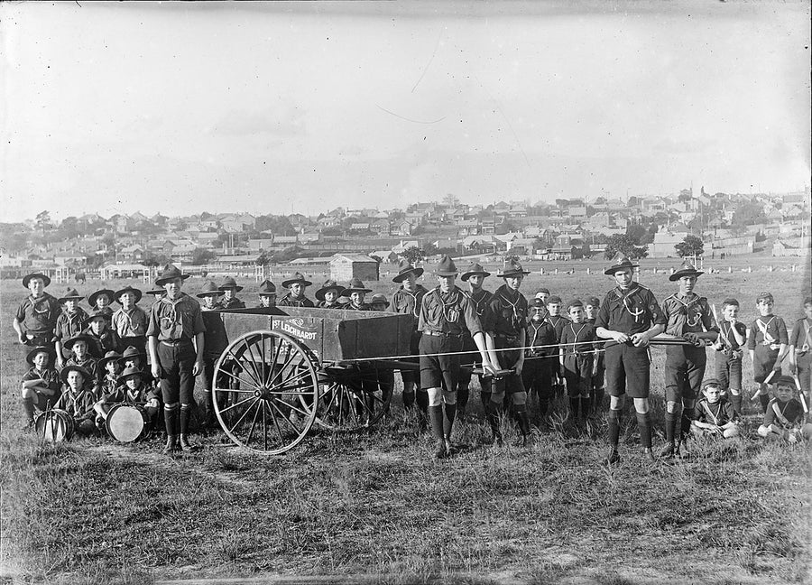 1st Leichhardt Scout Troop with trek cart — photograph, from Leichhardt, circa 1914