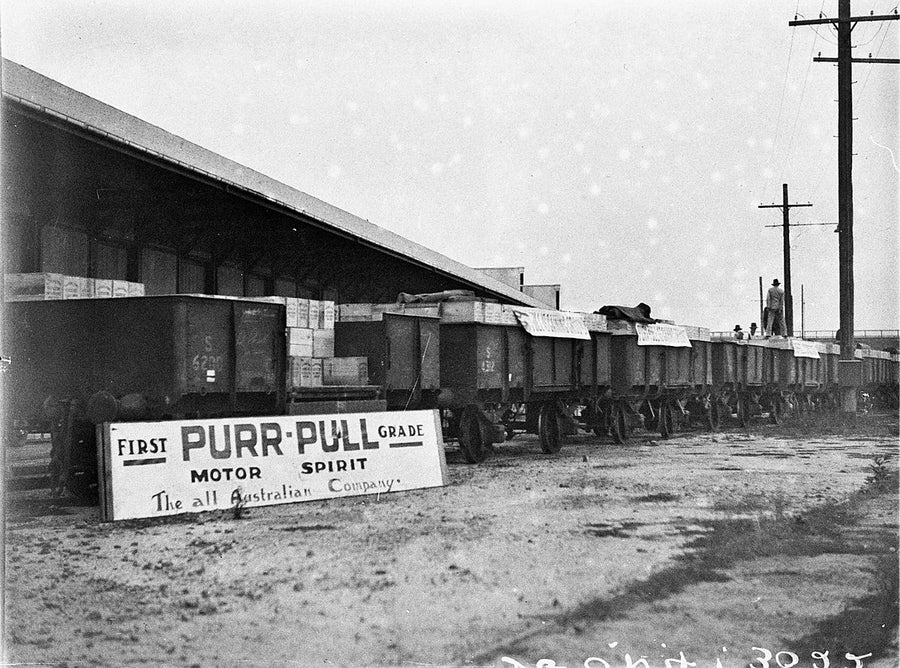 Purr Pull motor spirit depot, Blackwattle Bay — photograph, from Blackwattle Bay Park, circa 1930