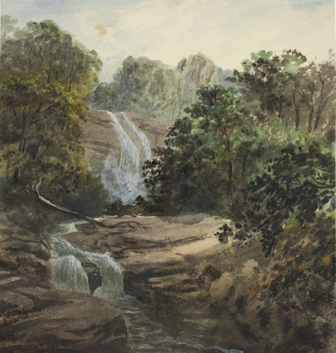 Fall on Eurobin Creek, Mount Buffalo, 1863 — illustration, from Eurobin Falls, circa 1863